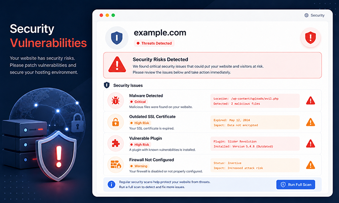 Security vulnerability screenshot