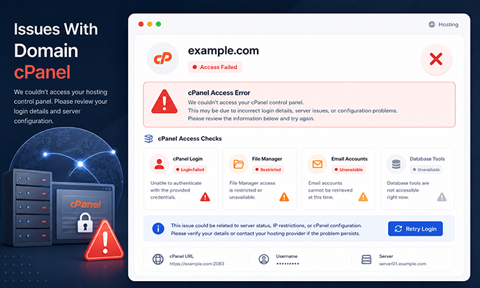 Domain cPanel issue screenshot