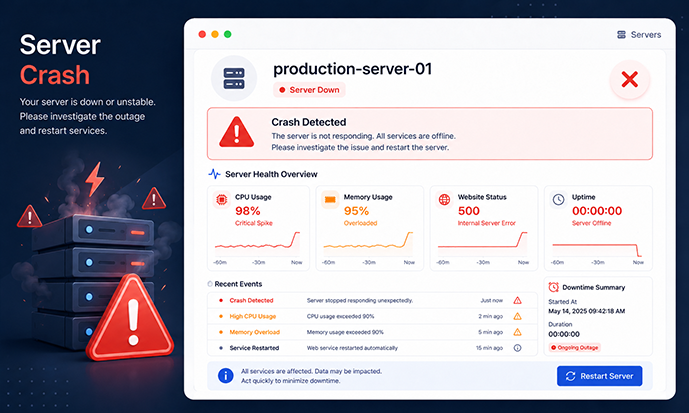 Server crash screenshot