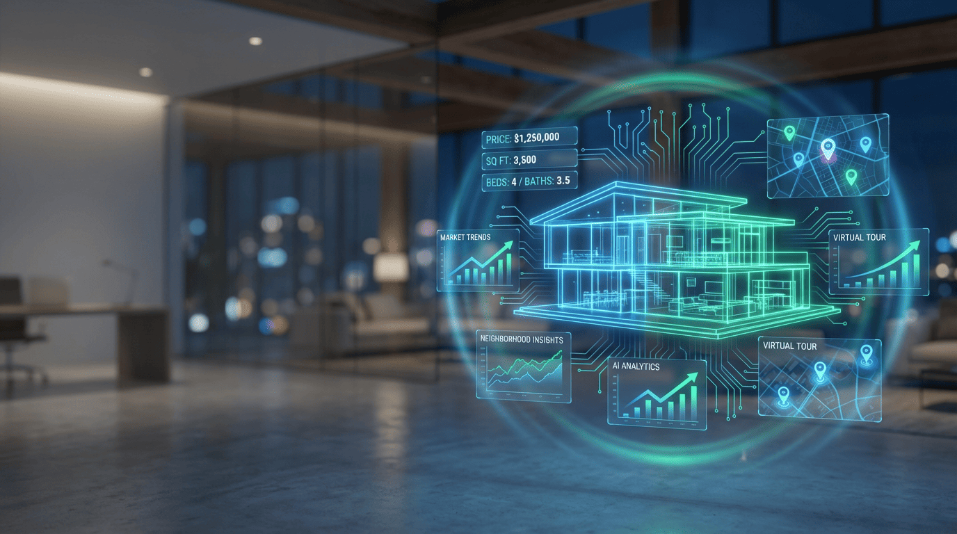 AI-ready real estate website content and FAQ structure image supporting AI search optimization for agents and teams