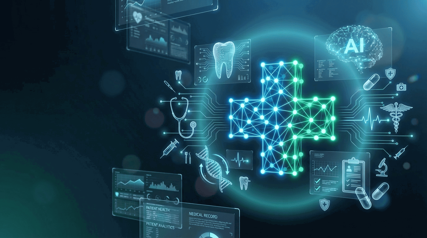 Medical and dental AI visibility hero image showing a trusted clinic being recommended first by AI assistants