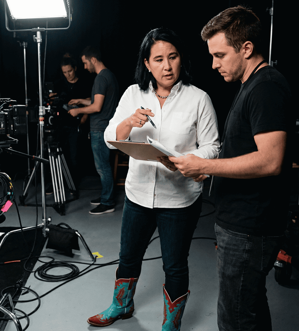 Diana Westberg directing on set for a commercial production