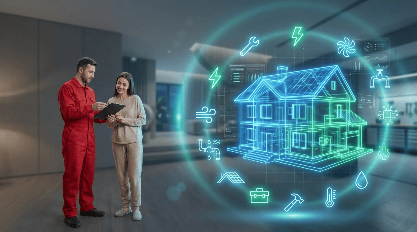 Home services AI visibility report call-to-action image emphasizing trust, reliability, and being recommended first by AI assistants