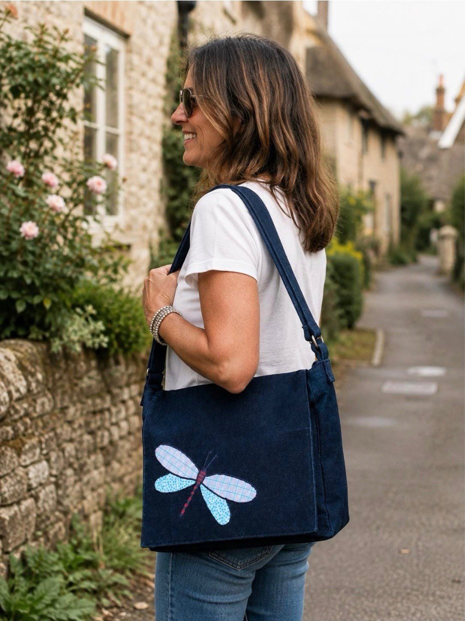 Woman carrying a handmade Cacklebury bag