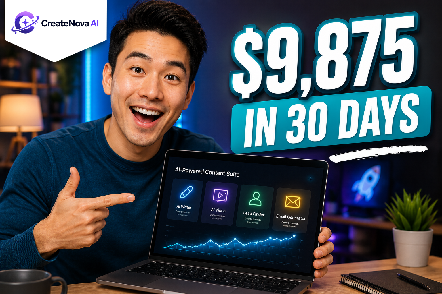 Jason using CreateNova AI - $9,875 in 30 days