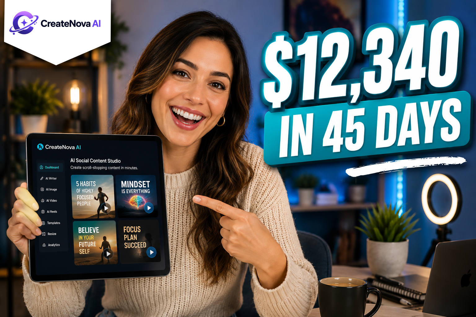 Sofia using CreateNova AI - $12,340 in 45 days
