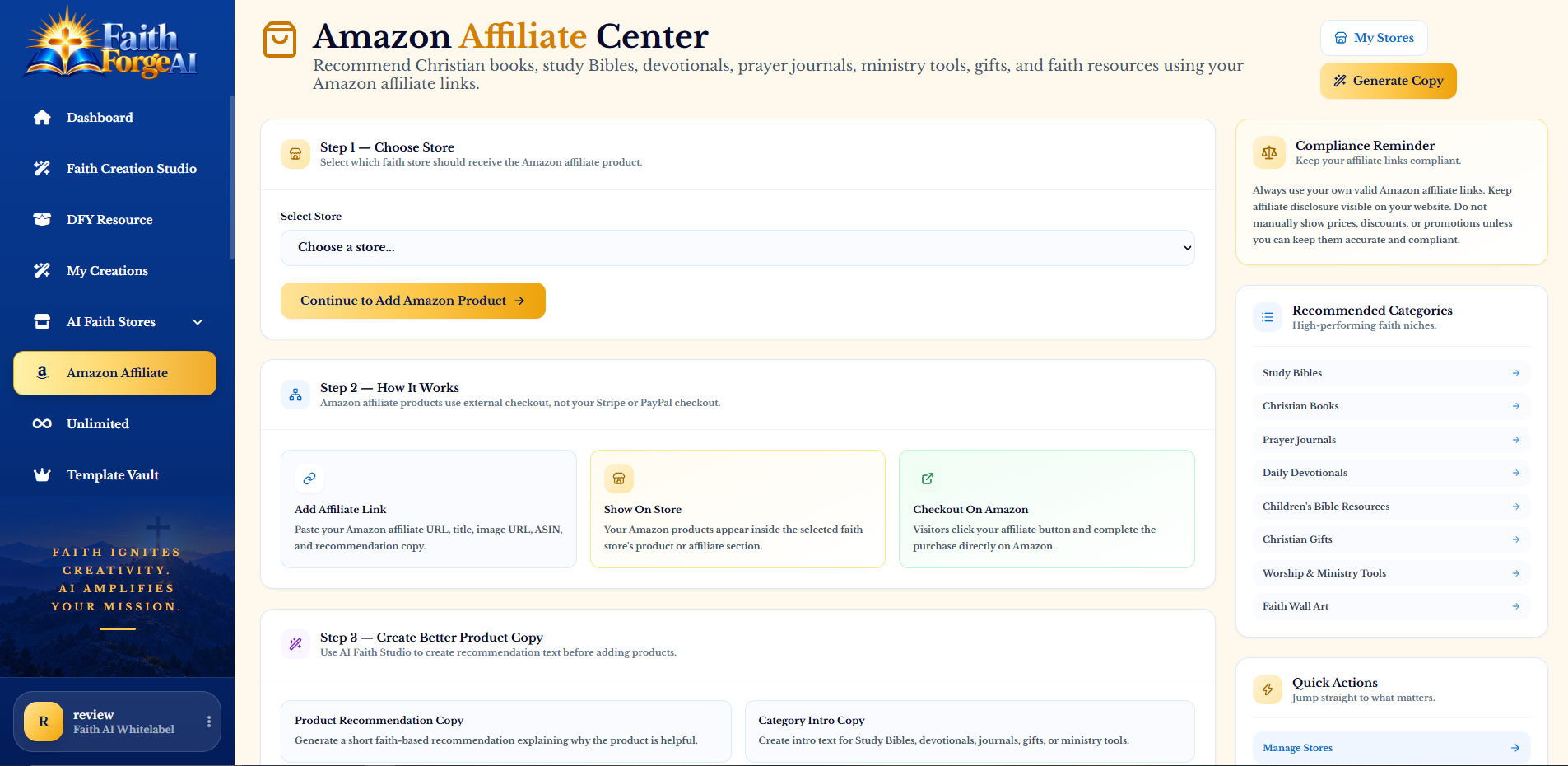 The Amazon Affiliate Faith Store