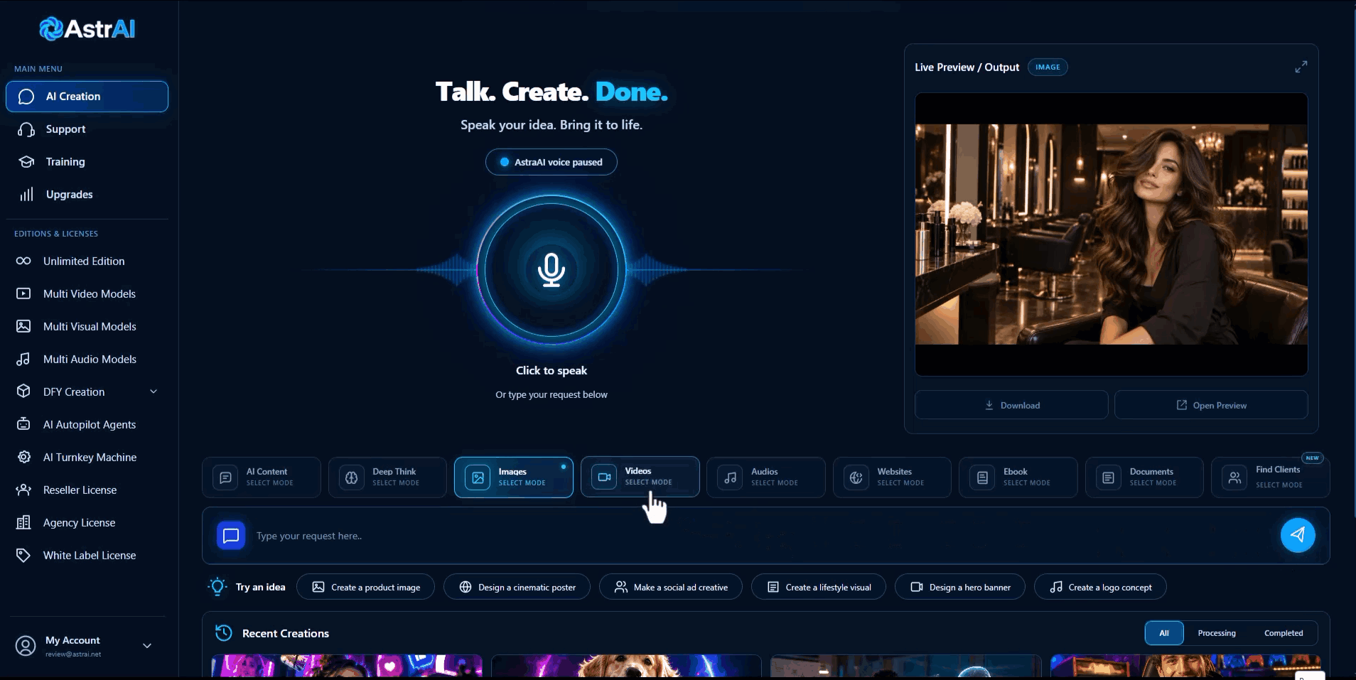 AstrAI voice creation demo