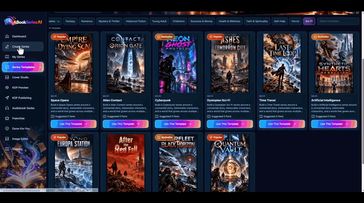 BookSeries AI series creation demo