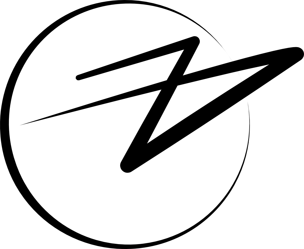 Jamie's Signature Logo, which looks like an arrow flying through a circle. He came up with this idea after completing his counselling qualification, and looking at the concept of breaking negative cycles, which is a topic he explores in his art.
