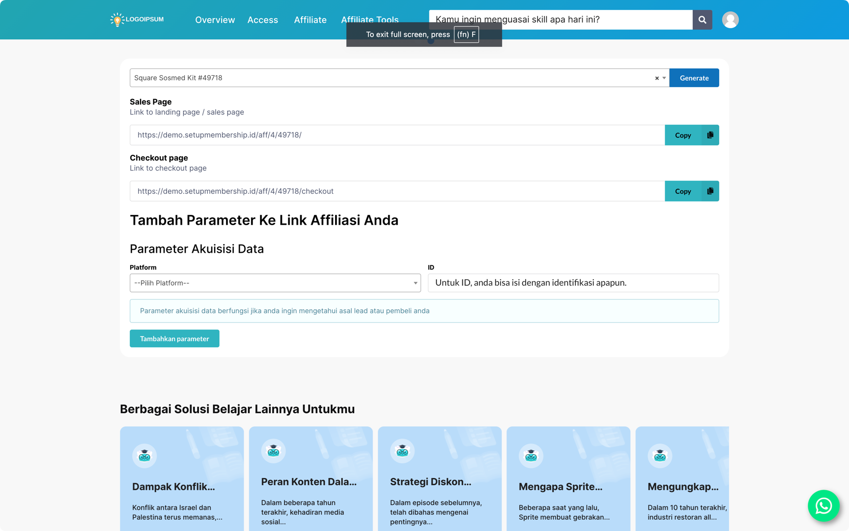 18. LINK AFFILIATE SETIAP PRODUK