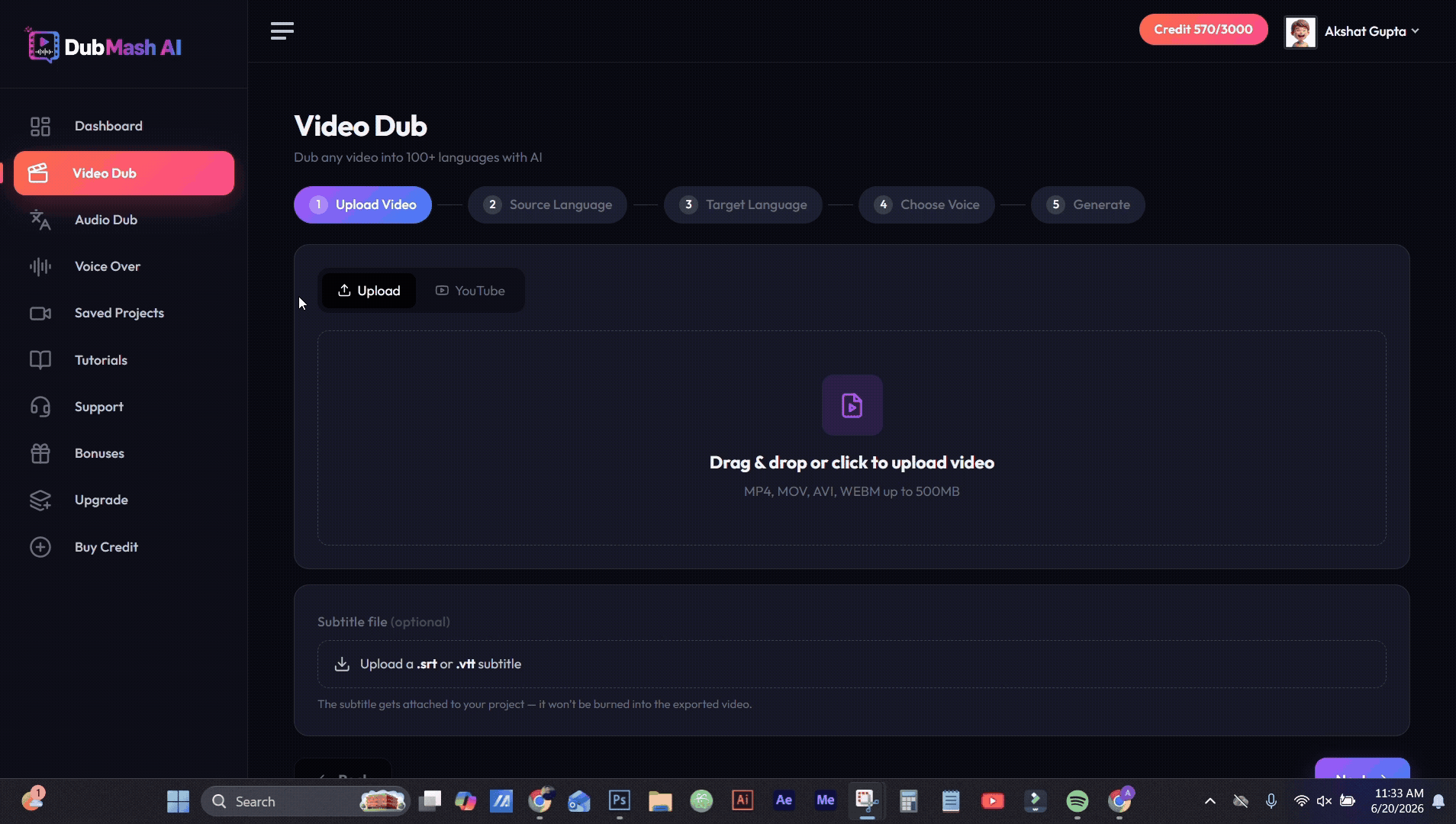 DubMash AI Dashboard