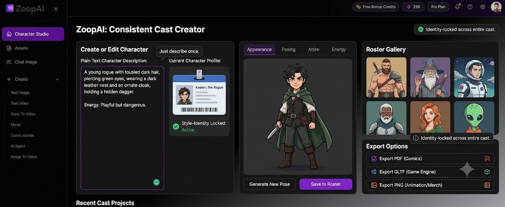 Comic Character Generator — consistent character example
