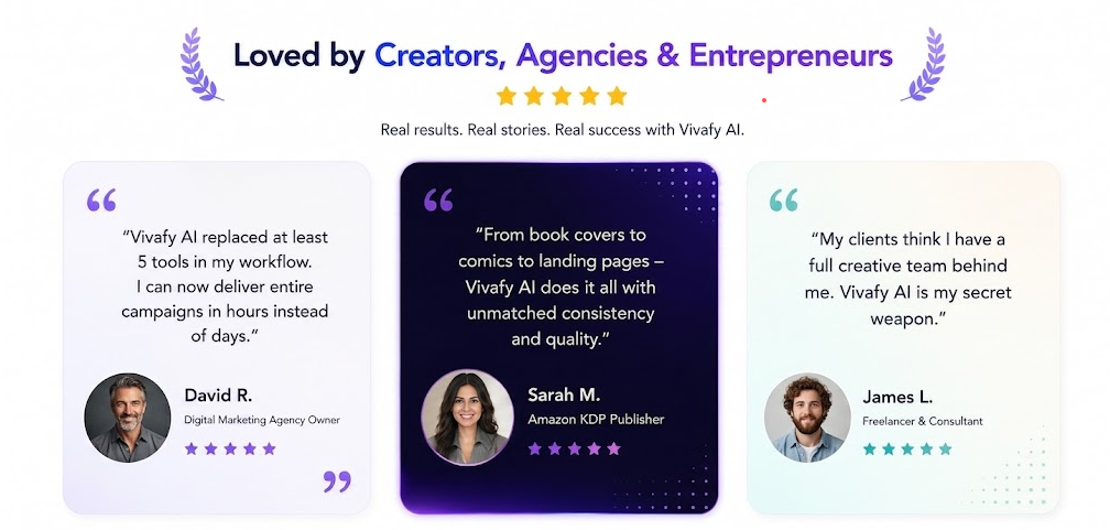 Loved by Creators, Agencies & Entrepreneurs - Vivafy AI testimonials