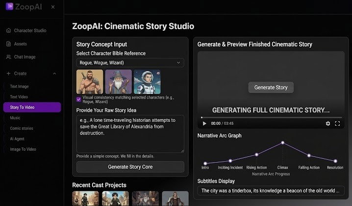 One-Click Story Generator — cinematic story example