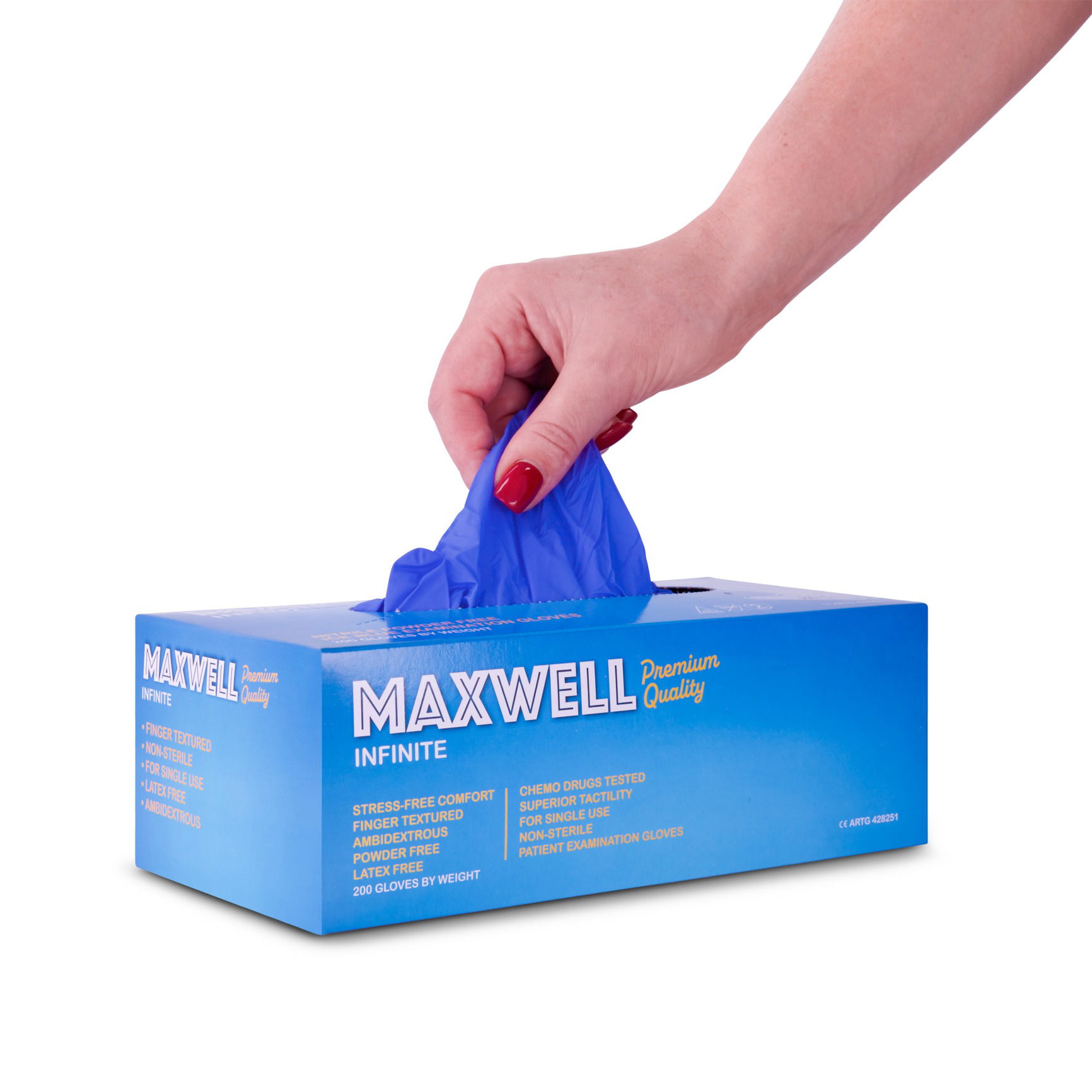 Close-up studio photo showing detail of a patient examination glove photographed at VERAS Studio Brisbane