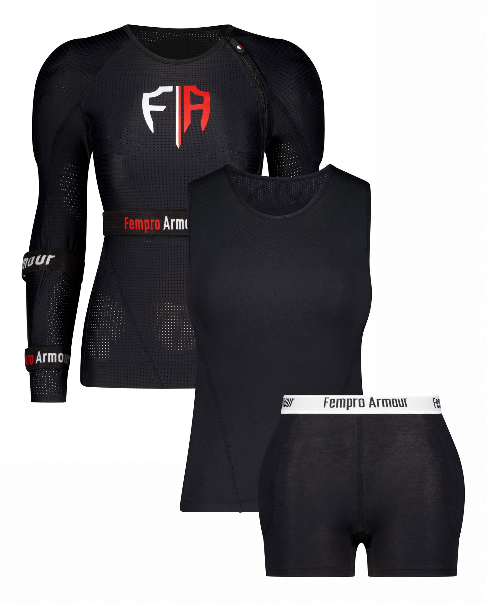 Complete sports armour set photographed in a Brisbane studio, showcasing full coverage, protective design, and functional features