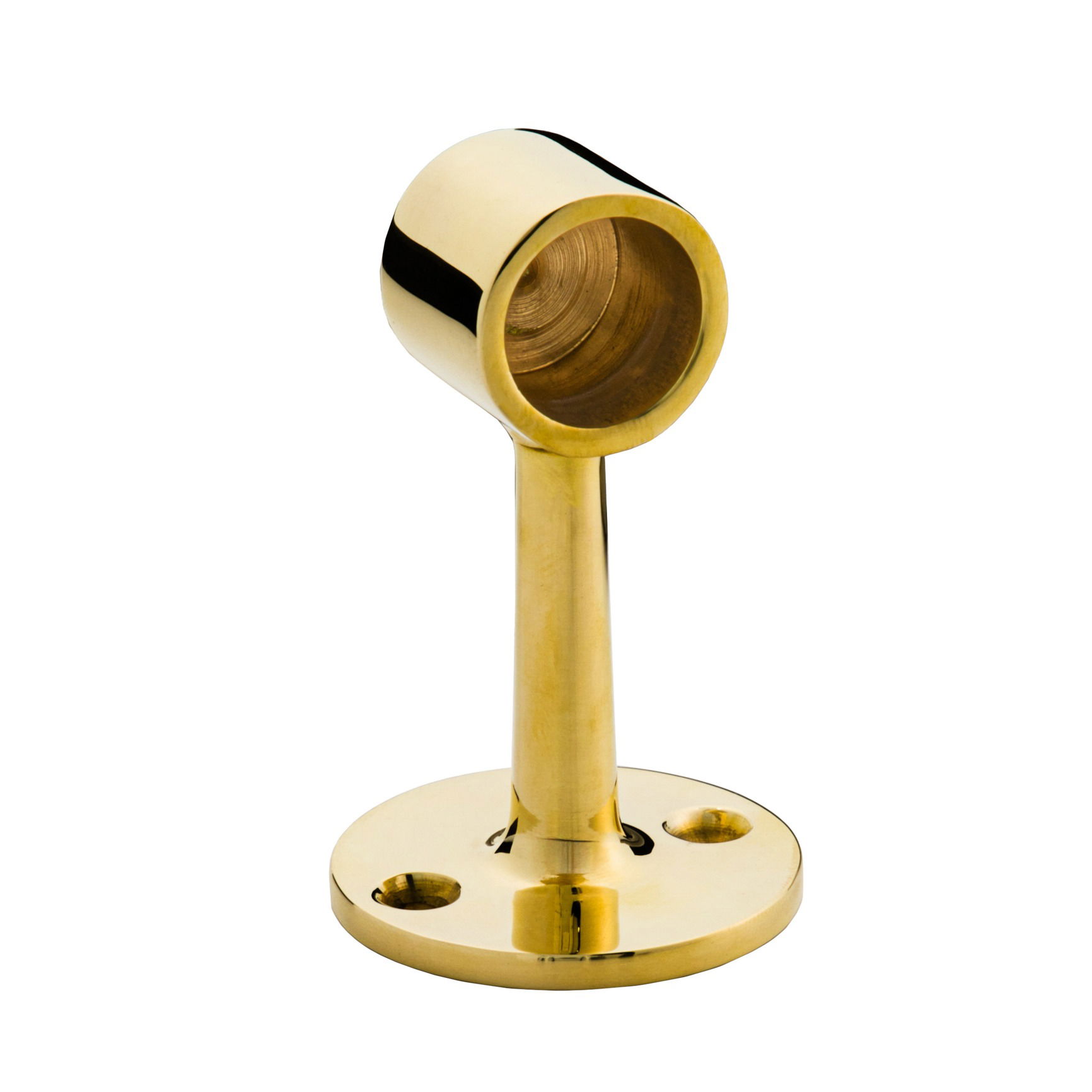 Studio product photo of a polished brass bar bracket shown from an angle, photographed in Brisbane by VERAS Studio