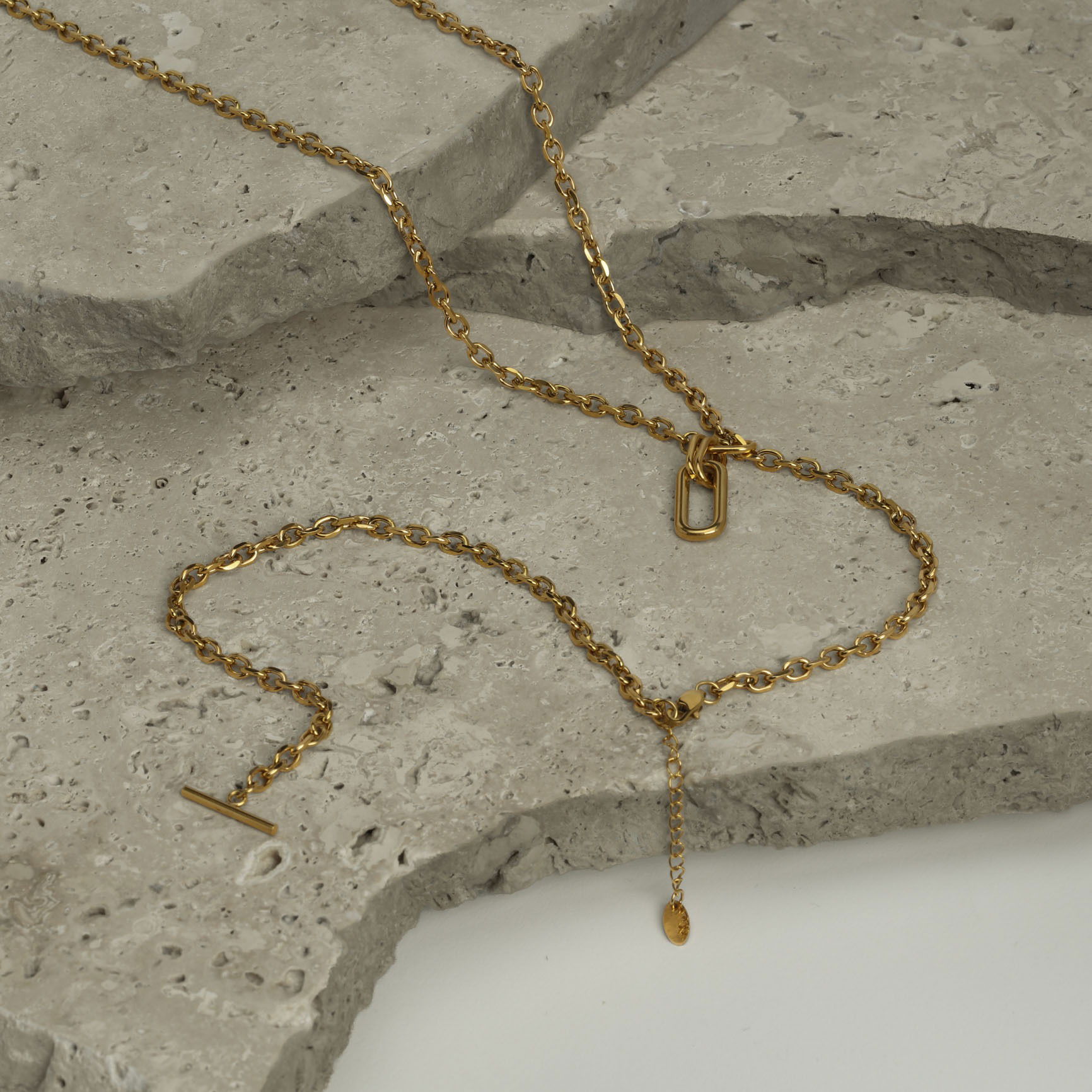 Necklace styled on natural stones and photographed in a Brisbane studio, highlighting design, texture, and visual appeal for lifestyle and marketing images