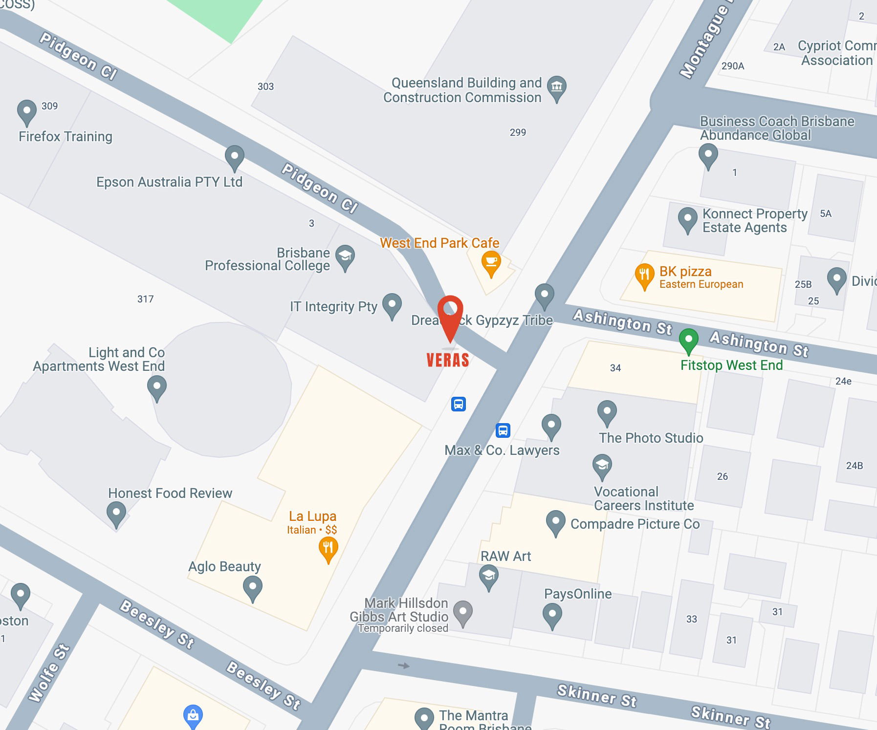 Map View of VERAS Studio Location
