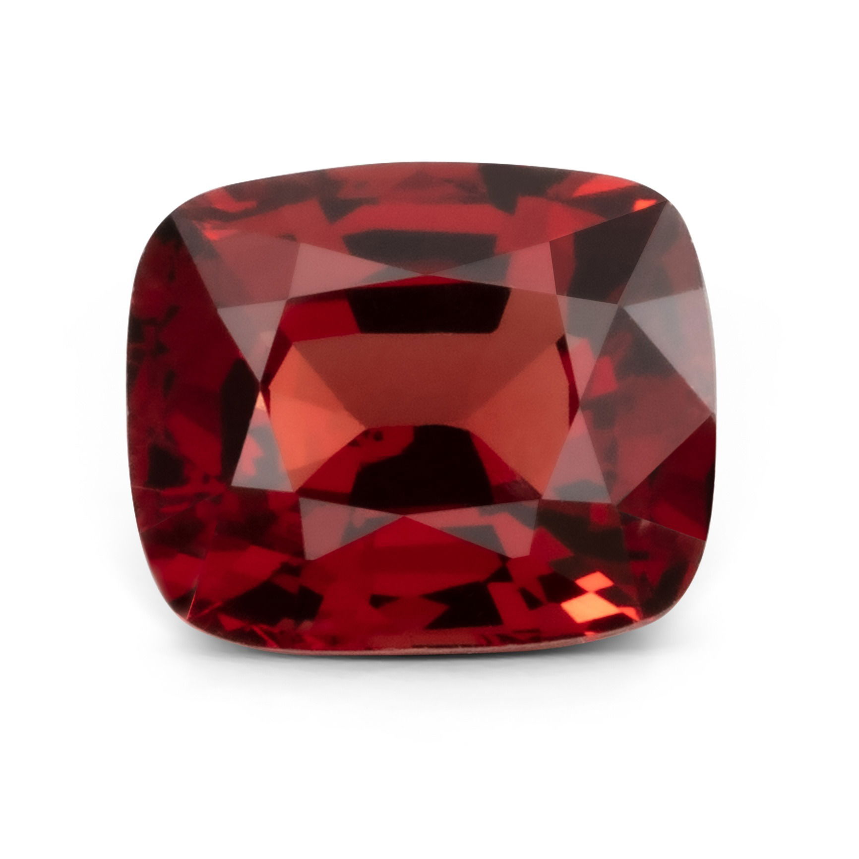 Front view of a ruby gemstone photographed in a Brisbane studio, highlighting cut, clarity, and color