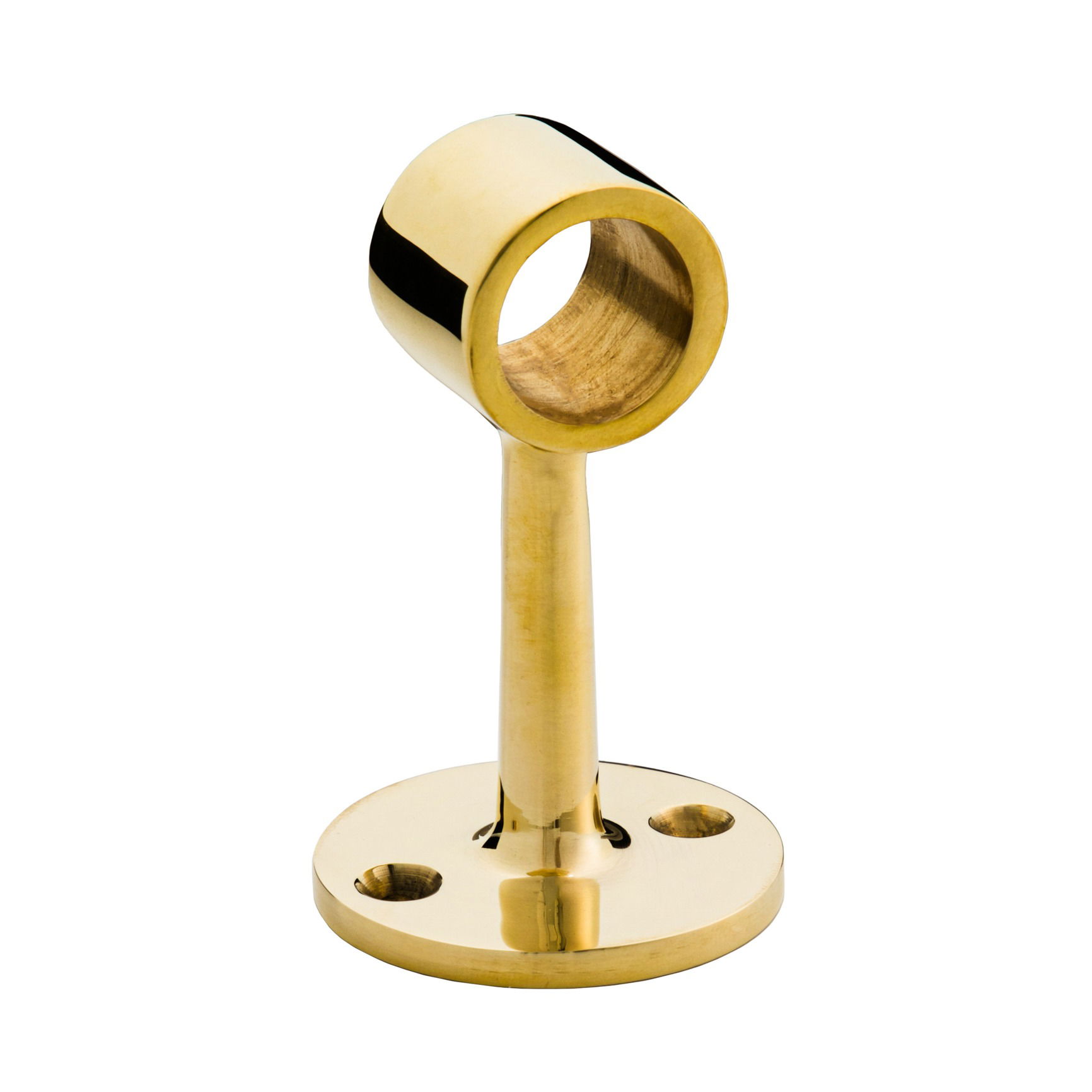 Studio product photo of a polished brass bar bracket shown from an angle, photographed in Brisbane by VERAS Studio