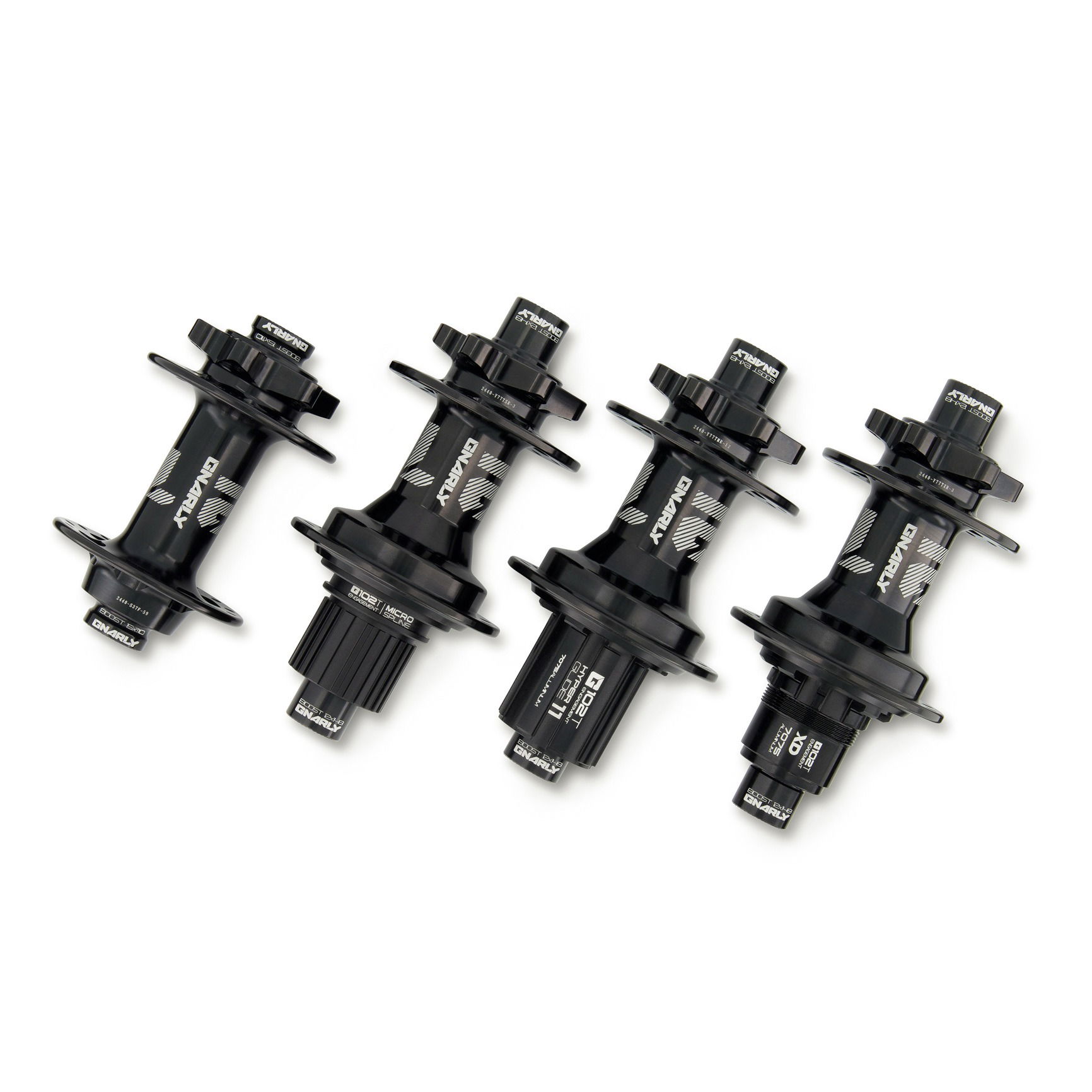 Group shot of metal bicycle hubs photographed on white background at VERAS Studio