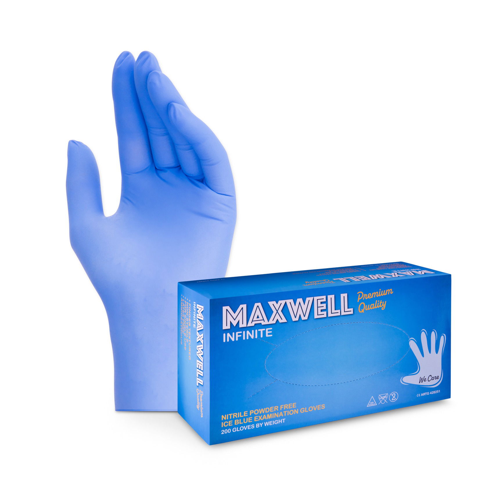 Studio image of a single patient examination glove photographed in Brisbane