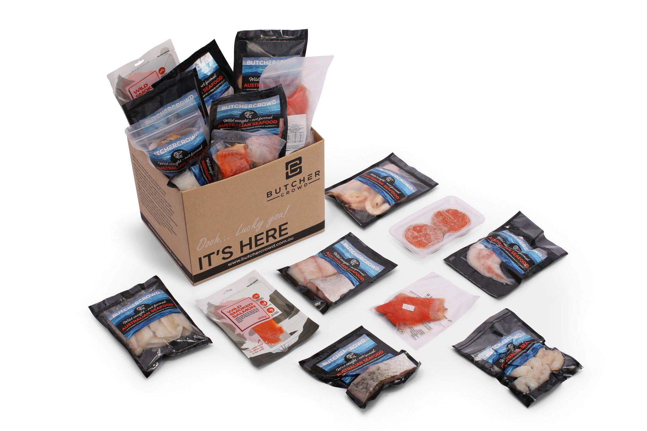Fish product photographed in a Brisbane studio, highlighting packaging, texture, and product quality