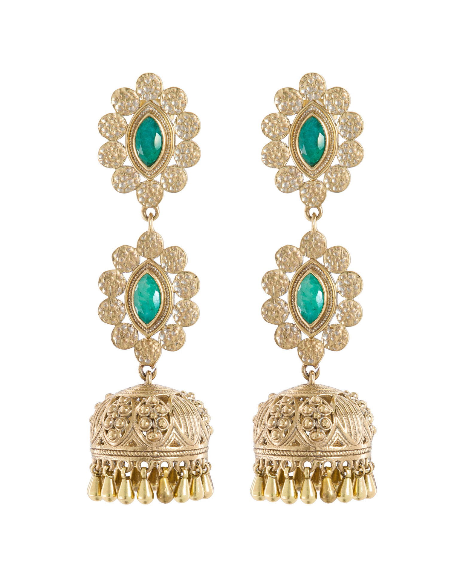 Front studio product photo of gold earrings photographed in Brisbane