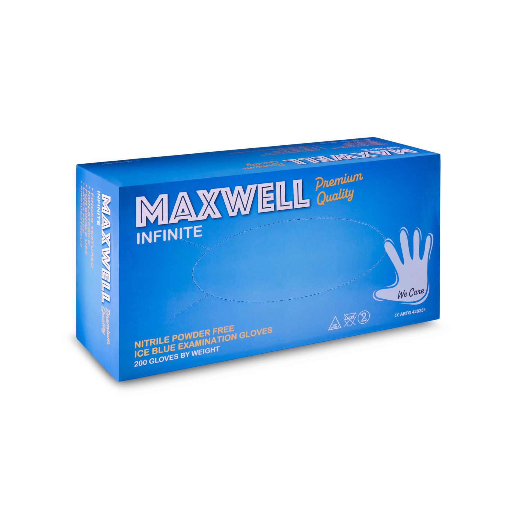 Front view studio photo of a box of patient examination gloves photographed in Brisbane by VERAS Studio