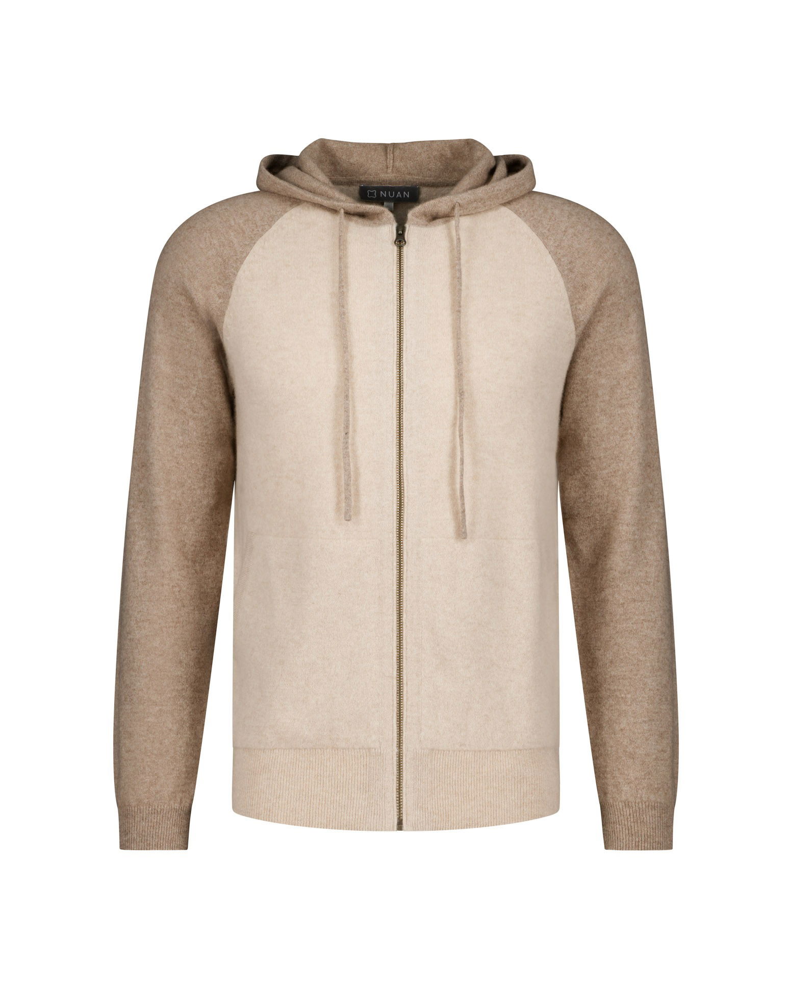 Front view of a sweater displayed with a ghost mannequin effect, showcasing its design and fit.