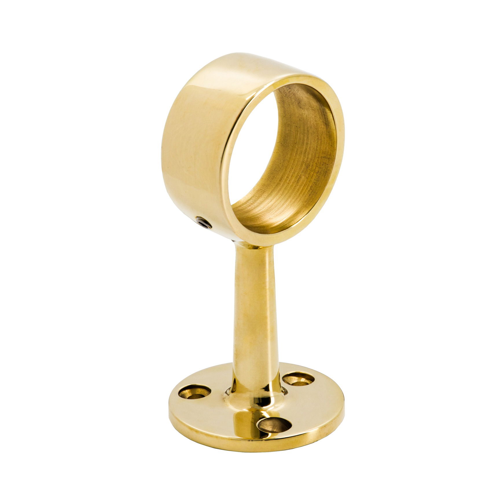 Studio product photo of a polished brass bar bracket shown from an angle, photographed in Brisbane by VERAS Studio