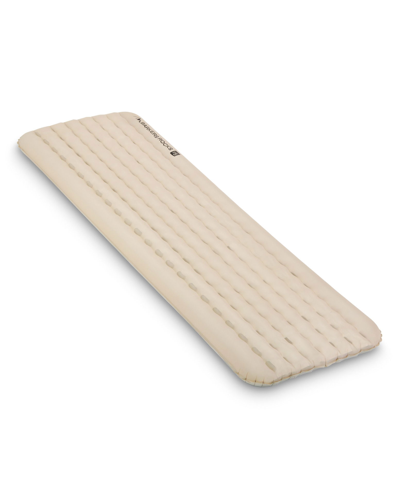 Camping mattress photographed from an angle in a Brisbane studio, showing thickness, texture, and design