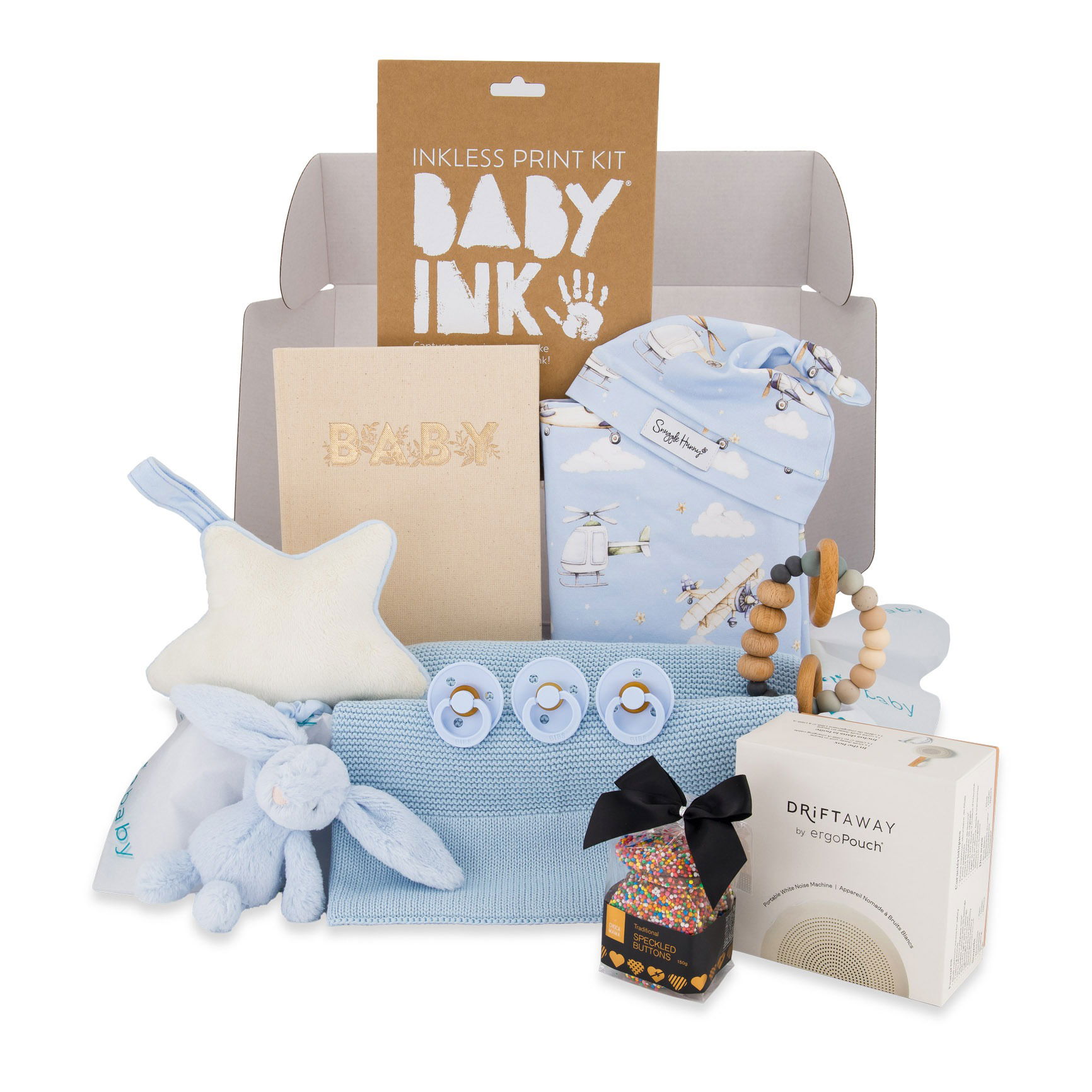Baby set photographed in Brisbane, including soft blankets and accessories in a stylish composition.