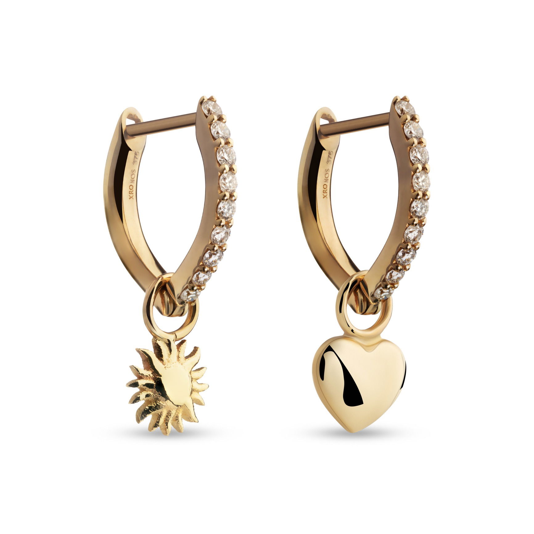 Front shot of gold earrings showing texture and finish photographed in Brisbane by VERAS Studio