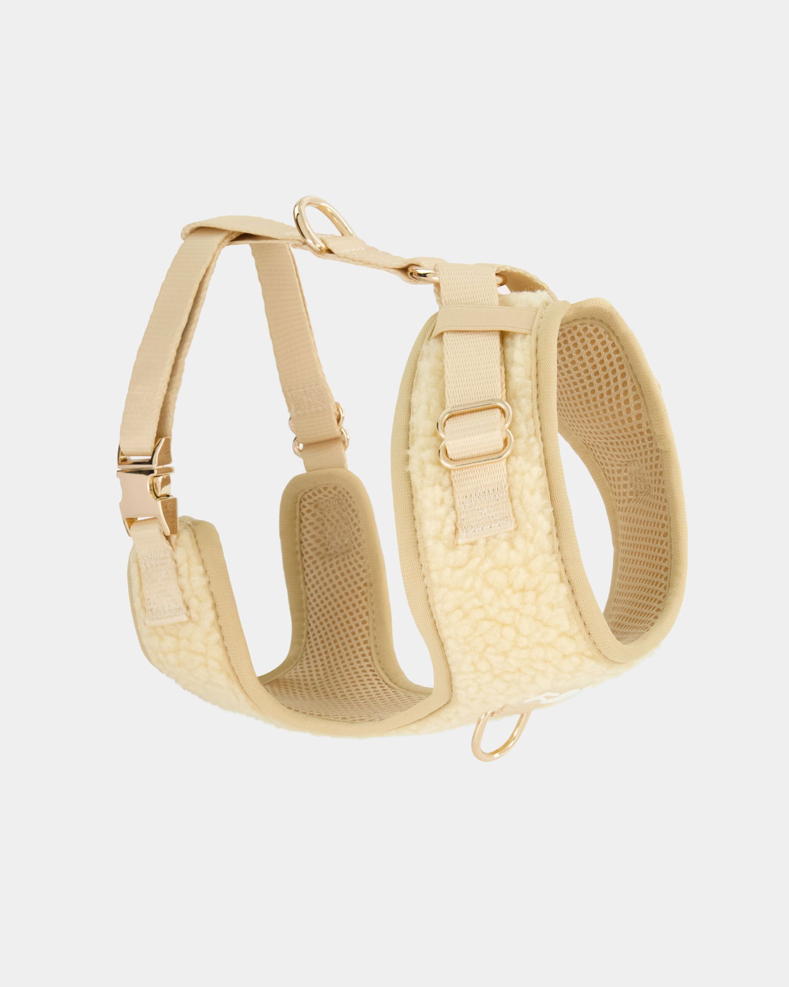 Side view of a dog harness photographed with ghost mannequin effect in a Brisbane studio, showing fit, design, and details