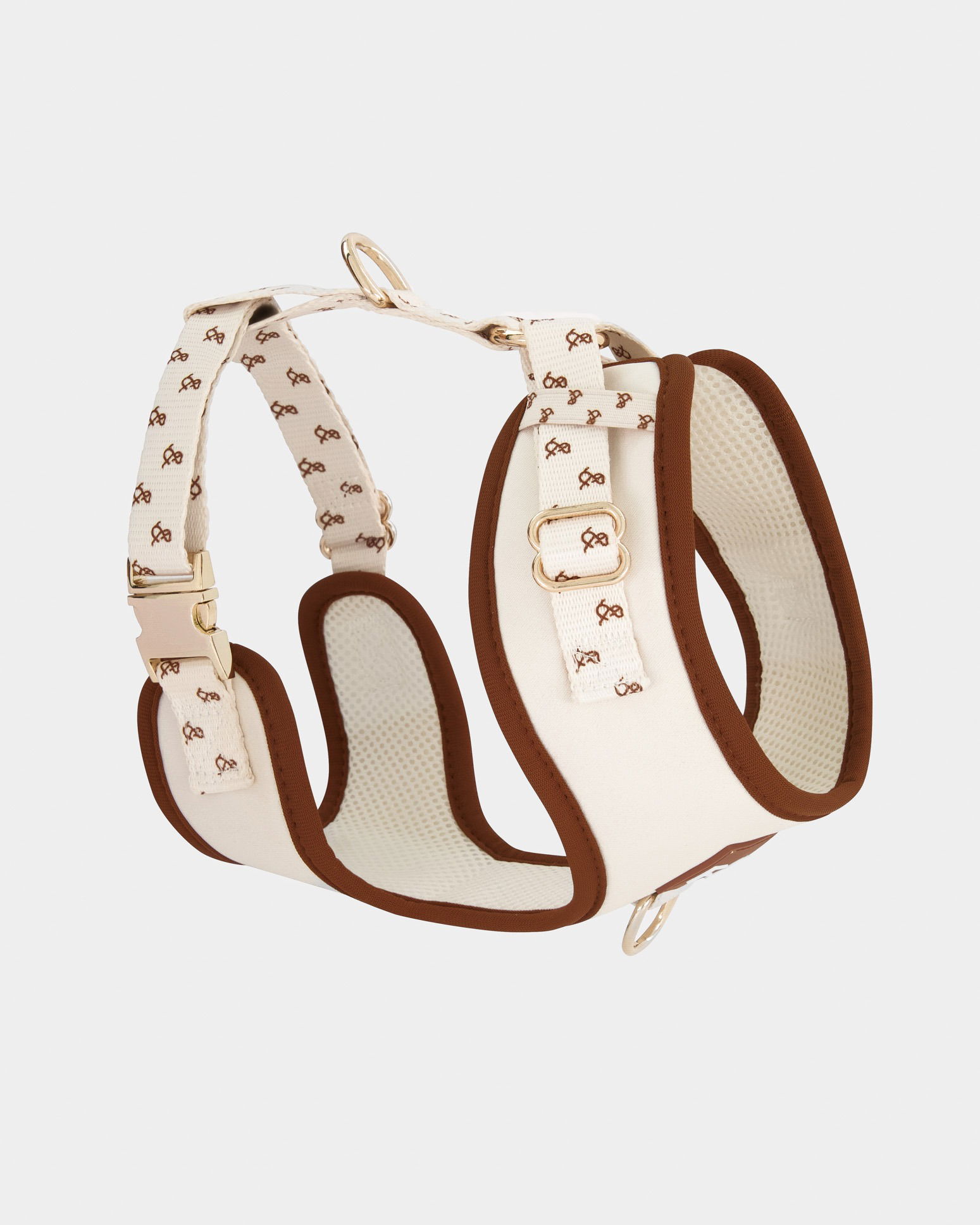 Side view of a dog harness photographed with ghost mannequin effect in a Brisbane studio, showing fit, design, and details