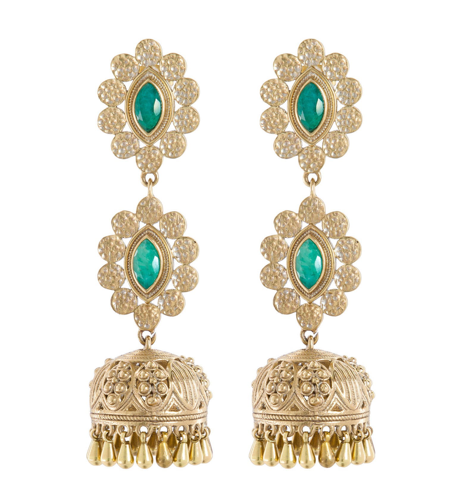 Front studio product photo of gold earrings photographed in Brisbane