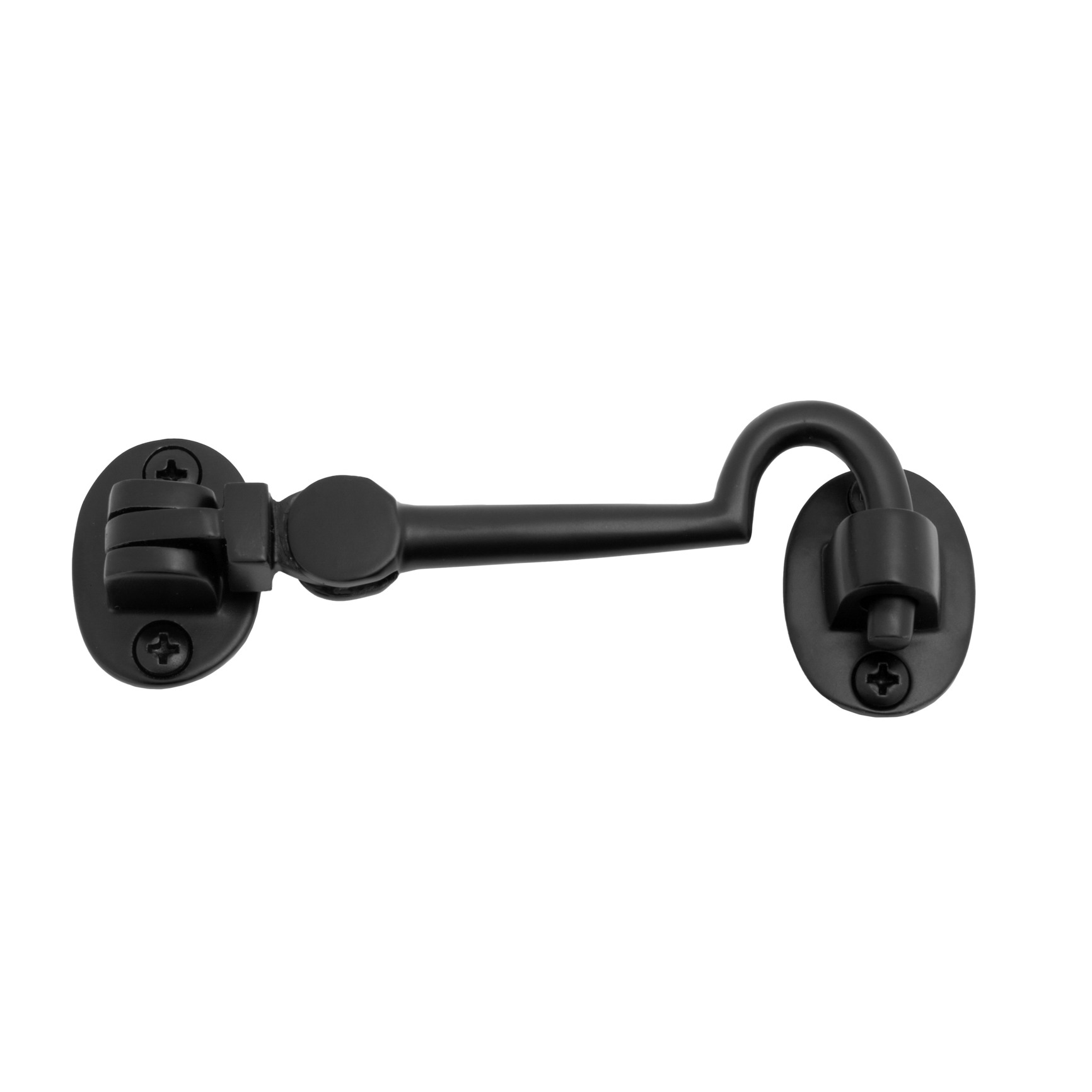 Studio product photo of a matt black cabin hook shown from an angle, photographed in Brisbane by VERAS Studio