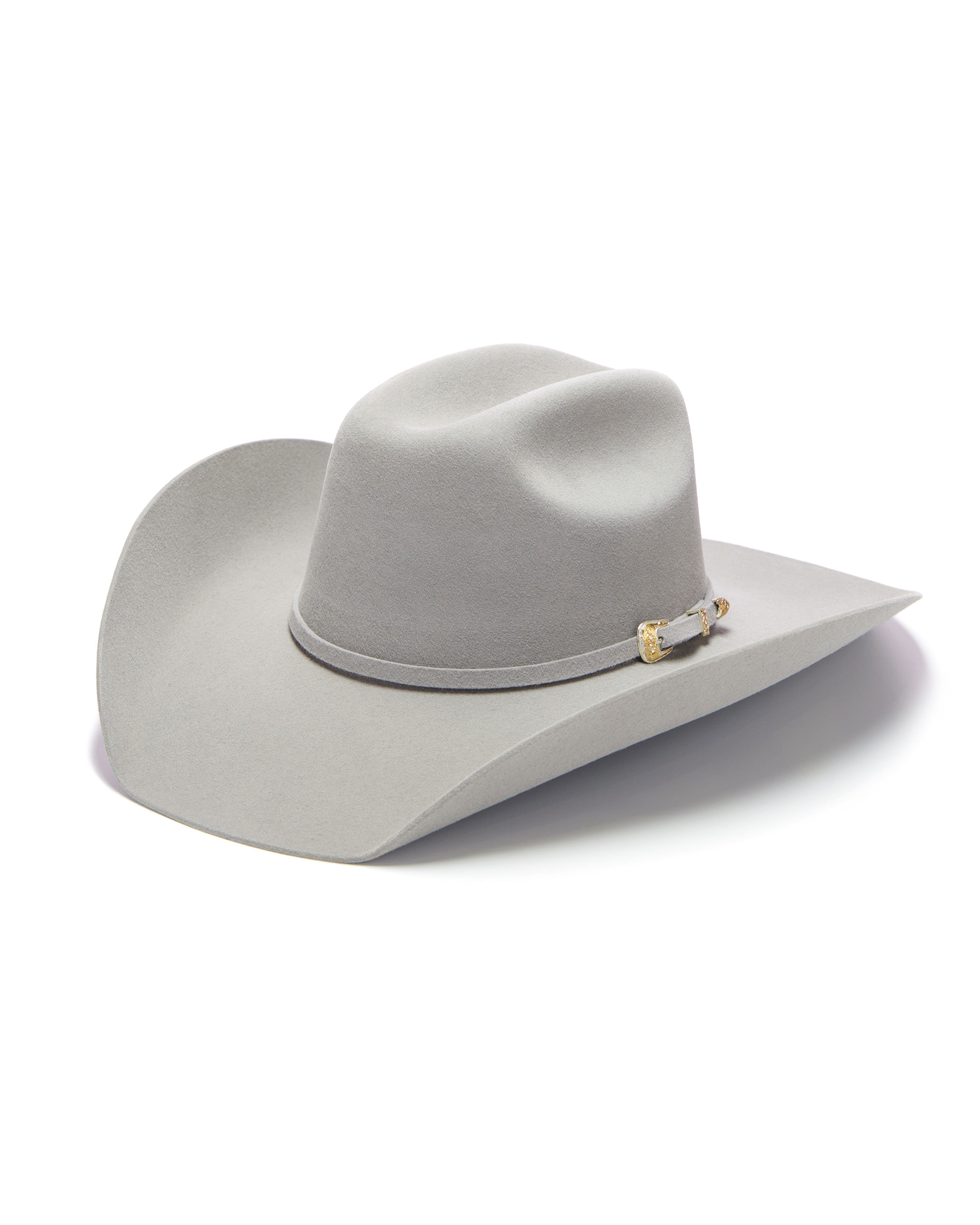 Grey cowboy hat on a white background