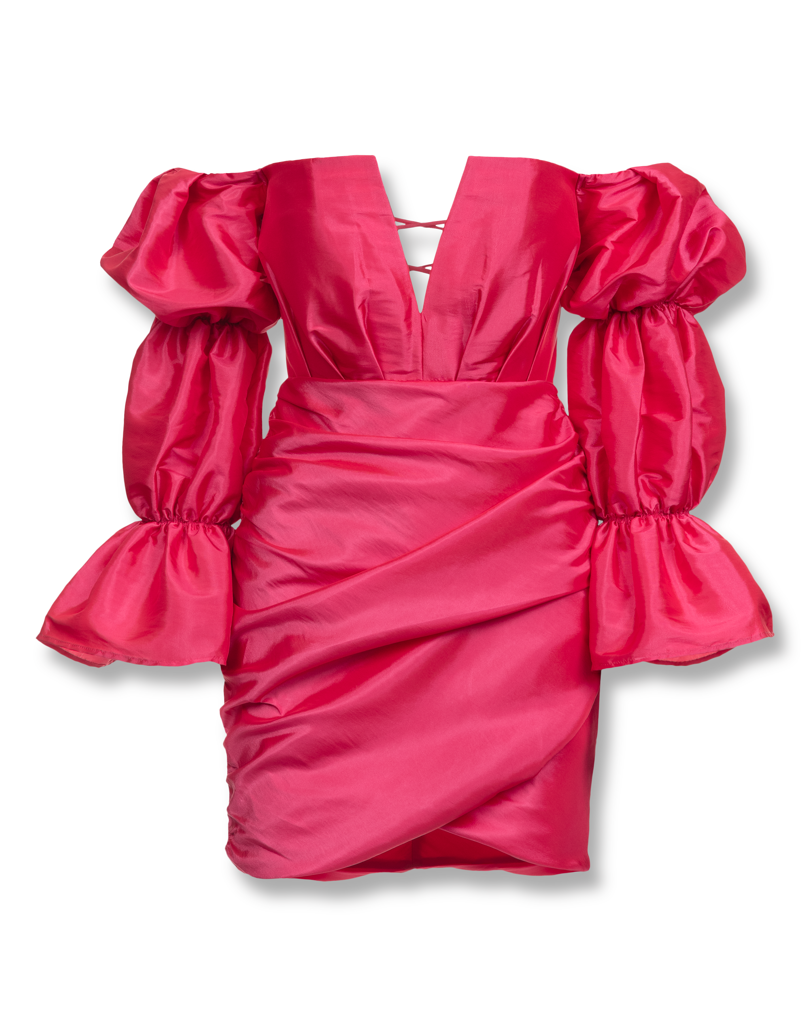 Red dress on ghost mannequin